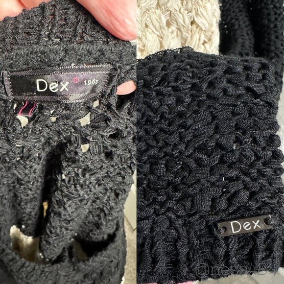 DEX Black & Cream Basket Weave Sweater / Size L - Picture 5 of 5